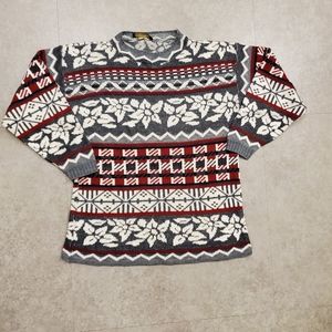 Dana Scott vintage holiday Christmas sweater red white black women's S Small